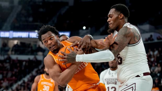 Forward Tobe Awaka (11) of the Tennessee Volunteers during the game between the Mississippi State Bulldogs and the Tennessee Volunteers at Humphrey Coliseum